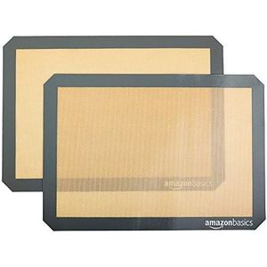 Amazon Basics AOKE-1701 Siliconen bakmat, 2 stuks, nieuw beige/grijs, bakmat