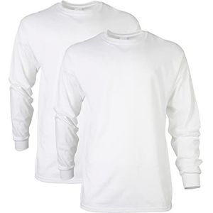 Gildan Men's Ultra Cotton Adult Long Sleeve T-Shirt, 2-Pack, White, 5X-Large