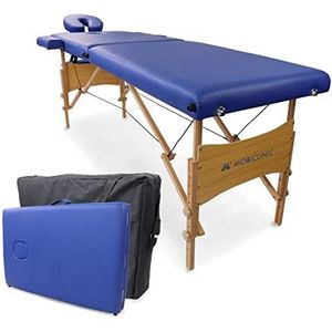 Mobiclinic, Opvouwbare massagetafel, CM-01 Light, 186 x 60 cm, massagebed, Europees merk, hoofdsteun, in hoogte verstelbaar, draagbaar, hout, massage, draagbaar, tot 250 kg, blauw