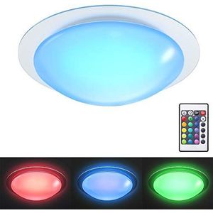 B.K.Licht Led-plafondlamp badkamer IP44, warmwit licht en kleuren, 16 kleuren, levering met afstandsbediening, dimbaar, 12 W led-printplaat, plafondlamp