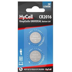 HyCell CR2016 knoopcelbatterijen, 3 V, 70 mAh (2 stuks), hoogwaardige standaard platte batterijen, knoopcellen voor garageopening, digitale weegschaal, laseraanwijzer enz.