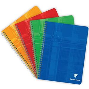 Clairefontaine 68721C Spiraalschrift – 17 x 22 cm – 100 pagina's groot geruit – wit papier 90 g – envelop met gelamineerde kaart, willekeurige kleur