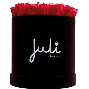 Juli Flowers Rozenbox rond met rozen Infinity | Handgemaakt in Duitsland van fluweel klein en XS - donkerpaars/zwart rond (rood - 17-19 rozen)