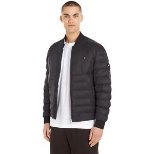 Tommy Hilfiger Bomber, gewatteerd, gerecycled, opvouwbaar, geweven jassen voor heren, Zwart