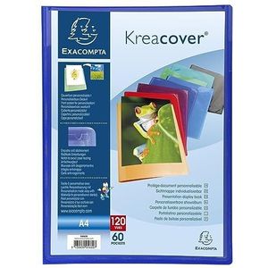 Exacompta 5660E showmap Kréa Cover ondoorzichtig, personaliseerbaar, van halfvast polypropyleen, binnenkant glad, hoge transparantie, 60 hoezen en 120 pagina's, willekeurige kleuren