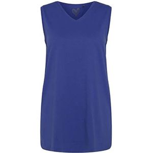 Ulla Popken Basic top, V-hals, casual T-shirts voor dames, blauw/paars.
