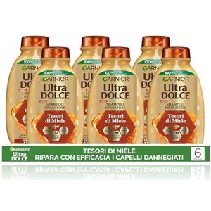 Garnier Ultra Doux Trésors de Honing, multipack x 6 shampoo, 94% natuurlijke oorsprong, beschadigd haar, siliconenvrij, 300 ml