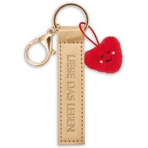 NICI Sleutelhanger met spreuk ""Liebe das Leben"" - Kunstleer - 10 cm - Met gouden harthanger - Voor rugzak of tas - Sleutelhanger voor groot en klein - 62012