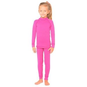 meteor Thermo-ondergoed voor kinderen, 2-delige set skiondergoed voor kinderen, met T-shirt met lange mouwen en lange onderbroek, voor jongens en meisjes (152-158 cm, roze)