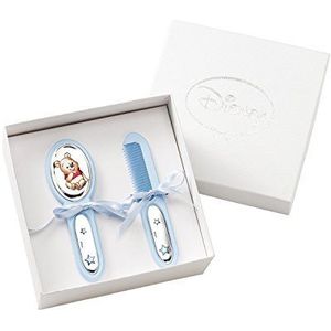Disney Baby Prima kindertijd, cadeauset met haarborstel en kam voor pasgeborenen, met Winnie Puuh-afwerking, zilverkleurig