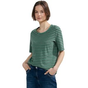 Cecil B321114 Gestreept T-shirt voor dames, Raw Salvia Green