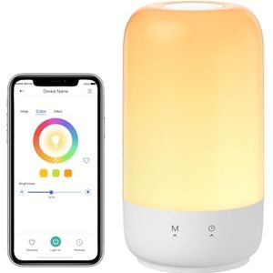 Meross Aangesloten led-nachtlampje, intelligent bedlampje, compatibel met Apple HomeKit, Alexa en Google Home, RGBCW tafellamp, meerkleurig, dimbaar, met spraakbesturing en afstandsbediening