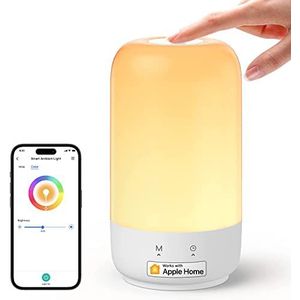 Meross Aangesloten led-nachtlampje, intelligent bedlampje, compatibel met Apple HomeKit, Alexa en Google Home, RGBCW tafellamp, meerkleurig, dimbaar, met spraakbesturing en afstandsbediening