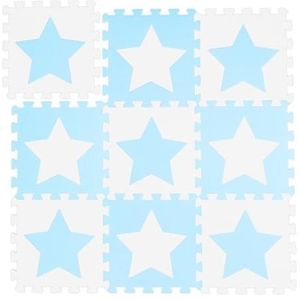 Relaxdays speelmat foam sterren - puzzelmat - kinderen - speelkleed - vloermat eva schuim - wit-blauw
