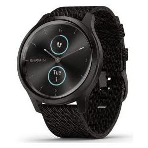 Garmin Vívomove stijl: Smartwatch met mechanische wijzers en tweekleurig touchscreen met GPS-tracking en Garmin Pay�™ - 42 mm - leisteengrijs/nylon zwart - wijzerplaat 42 mm