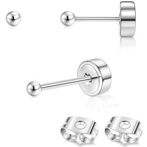 Adramata Set van 2 hypoallergene titanium oorbellen voor dames 18K goud kraakbeen tragus helix piercing titanium oorbellen heren zilver 2/3/4 mm, Titanium