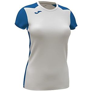 Joma 2XS T-shirt met korte mouwen, Contraste Record II, uniseks, volwassenen, wit, koningsblauw, koningsblauw