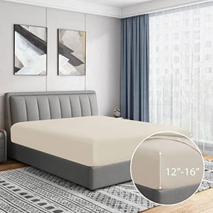 Cathay Home Luxueus hoeslaken van geborstelde microvezel, 35,6 cm, kreuk- en lichtbestendig, met standaard tas, kokosmelk super-king size bed