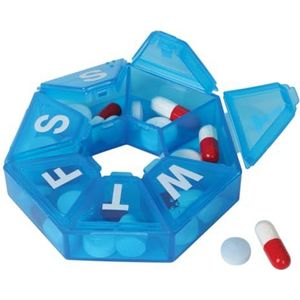 Ezy Dose Pilulier hebdomadaire (7 jours) - Organiseur de vitamines et de médicaments, 7 compartiments, couleurs assorties