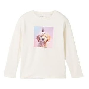 TOM TAILOR T-shirt à manches longues pour fille avec imprimé photo, 12906 – Wool White., 92-98