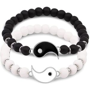 2 matching Yin Yang verstelbare armbanden voor vriendschap, relatie, vriend vriendin en beste vriend, 18 cm