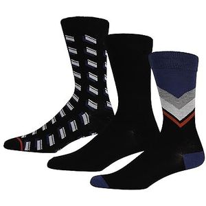Ben Sherman 3 paar herensokken, zwart/blauw/wit, geklede sokken voor casual comfort, zachte en ademende katoenmix, maat 7-11, zwart/paars/wit, 40-45, zwart/paars/wit