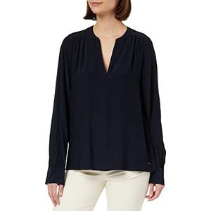 Tommy Hilfiger Vis Solid V-hals blouse voor dames, Desert Sky, 32, Desert Sky