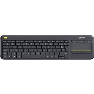 Logitech K400 Plus Draadloos Touch-TV-toetsenbord met mediabesturing en touchpad, Duits toetsenbord, QWERTZ - zwart