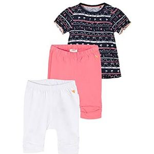 s.Oliver Uniseks - Babyset: T-shirt en 2 slippers, wit/roze/blauw, AOP, 68, wit/roze/blauw/OP blauw