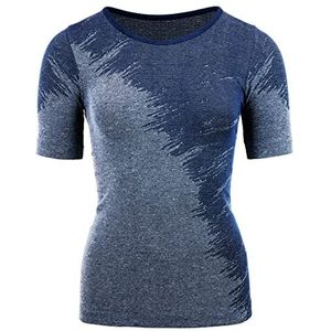 duParc Active Wear Naadloos sportshirt, sneldrogend, gemengd effect, yoga T-shirt, dames, Blauw