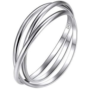 Suplight Ring voor heren, dames, meisjes, sterling zilver 925/1000, trouwring, dun en delicaat, 3 in elkaar verstrengelde ringen, verlovingsring, maat 47/49/52/54/57/59/62/64/67