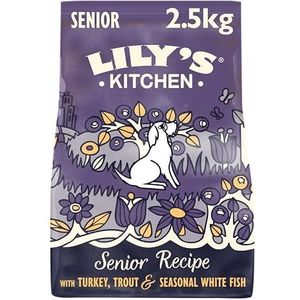 Lily's Kitchen Senior Recipe Kalkoen, Forel en Seizoensgebonden - Volledig droogvoer voor honden zonder natuurlijke granen (2,5 kg)
