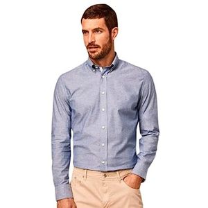 Hackett London Chambray Selvedge Button Down T-shirt voor heren, Chambray, 3XL, Chambray