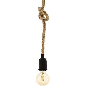 EGLO Rampside Hanglamp, vintage hanglamp met 1 lichtpunt in industrieel design, hanglamp van staal, fitting: E27, kleur: zwart/bruin