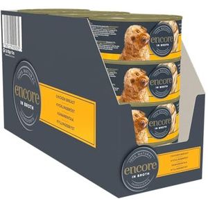 Encore Hoogwaardig 100% natuurlijk natvoer voor honden, kipfilet in bouillon voor volwassen katten, 16 dozen van 156 g