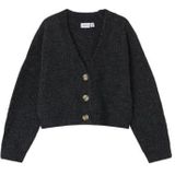 NAME IT Cardigan en Maille Carré, Dark Grey Melange, 122-128