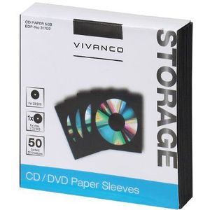 Vivanco CD- / DVD-enveloppen van papier, zwart, 50 stuks