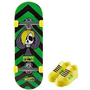 Hot Wheels Skate Vingerskate Tony Hawk HNG26 - Set 1 vingerskateboard + 1 paar sneakers geel