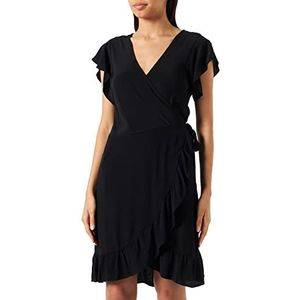 Vila Vifini Wrap S/S Short Dress-Noos Robe, Noir, 38 pour femme, Noir, 38