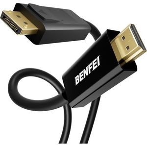 BENFEI DisplayPort naar HDMI-kabel, 1,8 m, DisplayPort naar HDMI-stekker, vergulde kabel voor Lenovo, HP, ASUS, Dell en andere merken