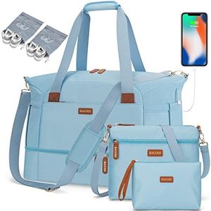 Sporttas voor dames, sporttas met USB-oplaadpoort, blauw, sporttassen, Blauw, Sporttassen