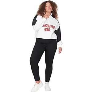 Trendyol Pantalon en jean taille haute pour femme, Noir, 42-grande taille