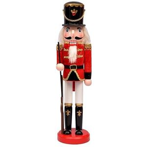 Ciao Kerst notenkraker speelgoed soldaat halberdier (38 cm) houten decoratie met stof, rood/zwart