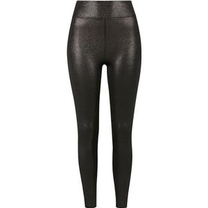 Urban Classics Yogalegging voor dames, hoge taille, zwart, glitter, XS, Zwart