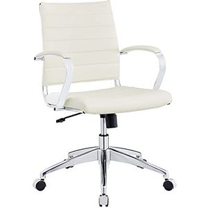 Modway Jive Bureaustoel van vinyl, middelgroot, geribbeld, wit