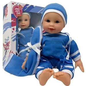 The New York Doll Collection Zachte babypop van 28 cm in geschenkdoos – mooie babypop met poppenpop – jongenspop van 30 cm voor kinderen en peuters