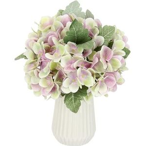 Boeket hortensia's in vaas, kunsthortensia's, boeket, kunstbloemen, zijden bloemenboeket, bloemstukken, tafeldecoratie, roze