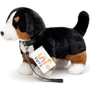 Uni-Toys - Staande Berner Sennenhond - Met riem - 29 cm (lengte) - Pluche hond - Knuffel
