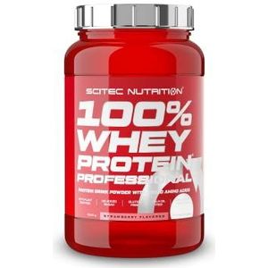 Scitec Nutrition 100% Whey Protein Professional met sleutelaminozuren en spijsverteringsenzymen, glutenvrij, 920 g, aardbei