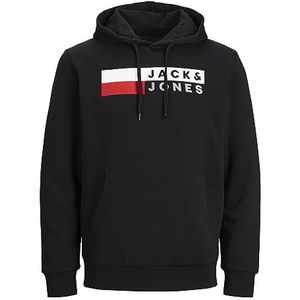 JACK&JONES PLUS Jjecorp-Sweatshirt met capuchon en logo voor heren, zwart/bedrukt: Play 4, 5XL (grote maat), Zwart/gedrukt: Play 4